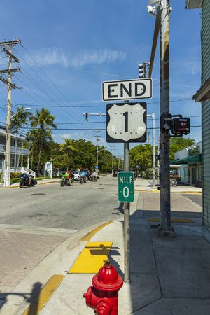 Beautiful view of area around marker US Highway 1 Mile 0. Key West. Florida USAのeditorial素材