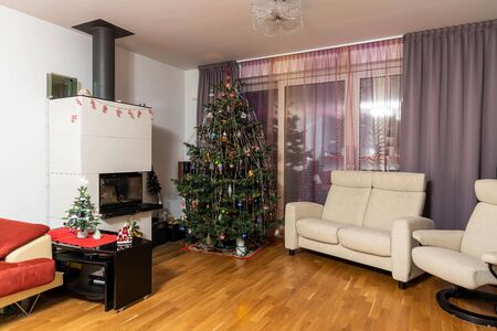 View of room with christmas decoration Beautiful christmas backgrounds.の写真素材
