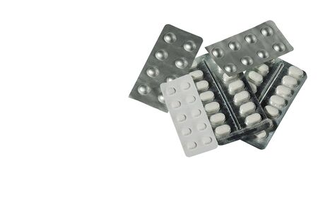Close up view of medicine packaging isolated. Health concept.の写真素材