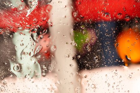 Close up view orange, white yellow red colorful abstract design, texture. Beautiful backgrounds.の写真素材