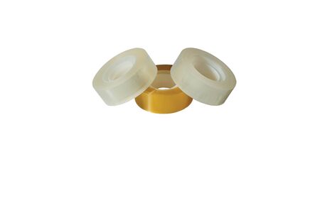 Close up view of different kind of tape isolated on white background.の写真素材