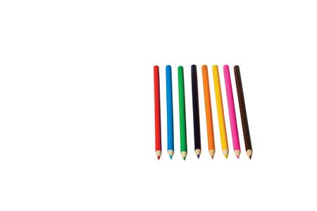 Close up view of colorful pencils isolated. Office, Stationery, Supplies, School background.の写真素材
