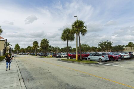 Big car parking of shopping mall center. Beautiful landscape view. USA Miami 22/09/2019.のeditorial素材