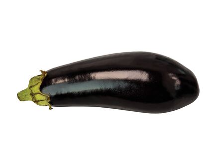 Close up view of aubergine isolated on white background. Healthy food concept.の写真素材