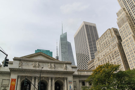 Beautiful landscape view of Manhattan. The New York public library USA. New York USA 24/09/2014.