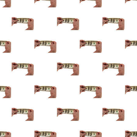 View of pattern male hands holding one hundred dollars. Money concept background.の写真素材