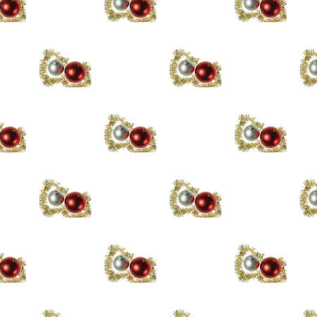 Close up view pattern of christmas decoration isolated on white background. Postcard. Beautiful christmas backgroundsの写真素材