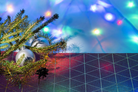 Beautiful colorful Christmas decorated background texture. Postcard.