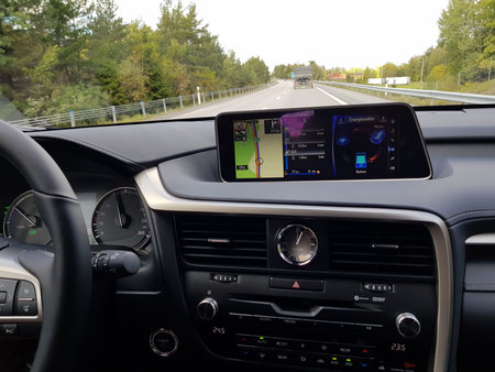 Close up view of interior of Lexus RX car. Vehicle concept. Uppsala. Sweden. 10.25.2020.