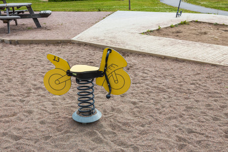 Beautiful landscape view of outdoor kid playground. Sweden.
