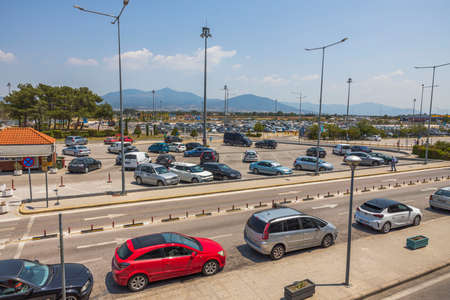 Beautiful landscape view of parking and outside area of Thessaloniki Airport. Greece. Thessaloniki. 09.14.2021.のeditorial素材