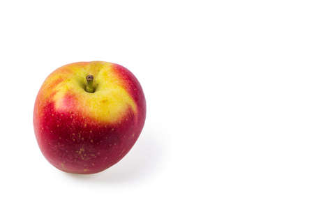 Close up view of red-yellow apple isolated on white background.の写真素材