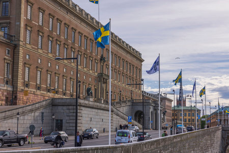 Close up view of royal place of Stockholm. Sweden. Europe. 05.18.2022.のeditorial素材