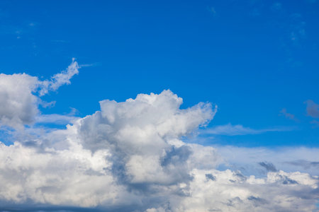 Beautiful blue sky landscape with white clouds Sweden.