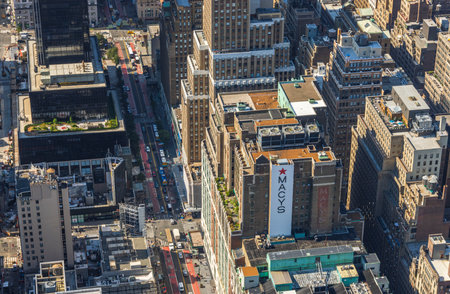 Beautiful view of Macy's logo on white background 86th floor of Empire State Building. new york. USA. 09.21.2022.のeditorial素材