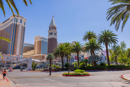 Beautiful view of building of Venetian Hotel in Las Vegas on sunny summer day. Nevada, USA. 09.17.2022.のeditorial素材