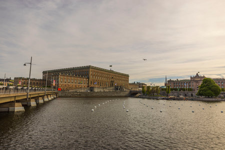 Beautiful cityscape view of Stockholm on bright summer day. Sweden. Stockholm. 05.18.2022.のeditorial素材