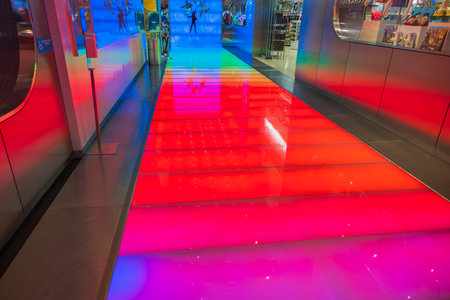 Beautiful view of illuminated floor in store hotel store in Las Vegas. Las Vegas, Nevada, USA. 09.18.2022.のeditorial素材