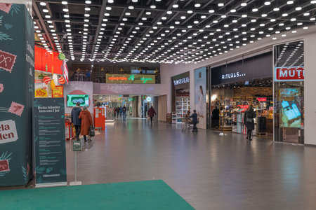 Beautiful interior view of the shopping center. uppsala. Sweden. Europe. 12.14.2022.のeditorial素材