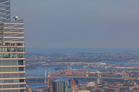 Tremendous view of skyscraper with closed panoramic observation deck overlooking Manhattan of New York. USA. new york. 09.21.2022.のeditorial素材