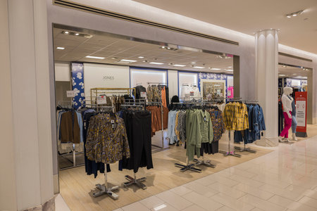 Close up view of interior of women's clothing section of Macy's department store. NY. USA. 04.12.2023.のeditorial素材