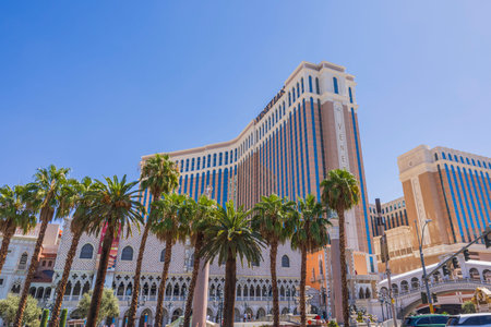 Beautiful view of Venetian casino hotel on sunny summer day. USA. Las Vegas.のeditorial素材