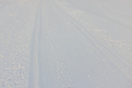 View of classic ski slopes on snow.の写真素材
