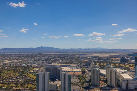 Stunning overhead perspective of Las Vegas Strip with towering casino hotel skyscrapers. Las Vegas.のeditorial素材