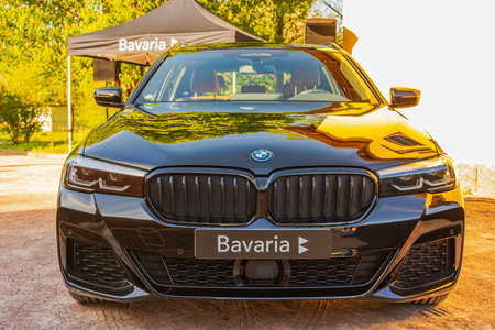Beautiful front view of the new BMW i4 electric car.のeditorial素材
