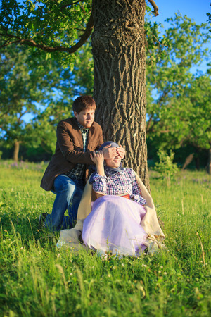 Couple in natureの写真素材