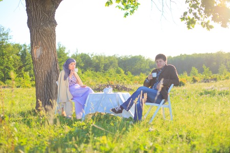Having a picnicの写真素材