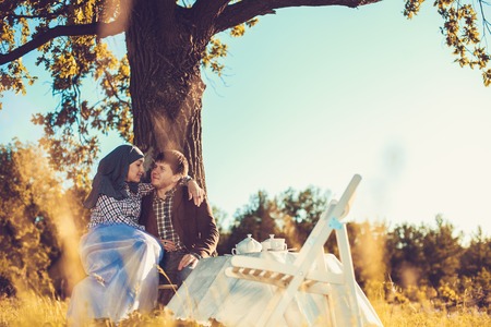 Couple having funの写真素材