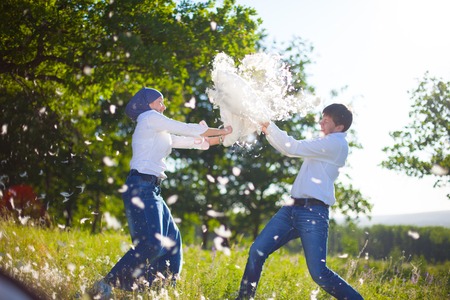 pillow fightの写真素材
