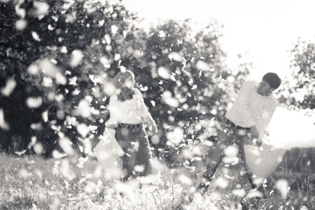 pillow fightの写真素材