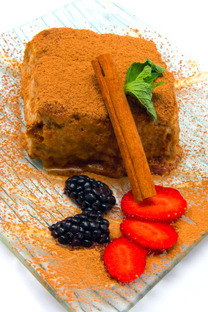 Berry dessert on white backgroundの写真素材