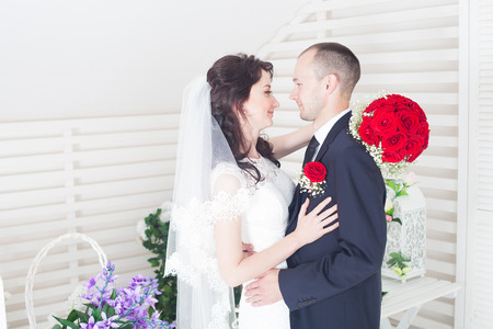 Portrait newlyweds in studioの写真素材