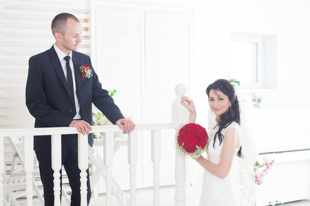Portrait newlyweds in studioの写真素材