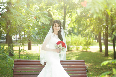 A beautiful bride standingの写真素材