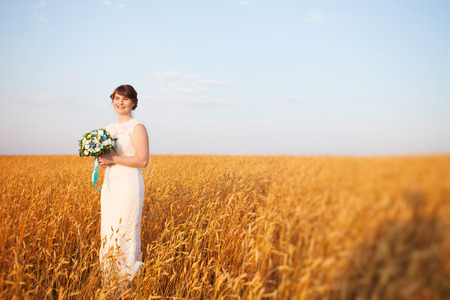 Beautiful bride. Wedding Day. Beautiful Happy womanの写真素材