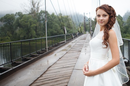 Bride on the old bridgeの写真素材