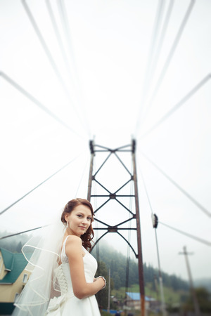 Bride on the old bridgeの写真素材