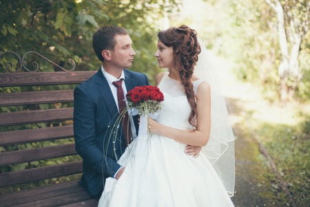 Husband and Wife on Wedding Dayの写真素材