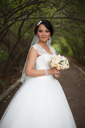 Beautiful bride. Wedding Day. Beautiful Happy womanの写真素材