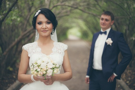 Newlyweds on Wedding Day. Bride and Groom.の写真素材