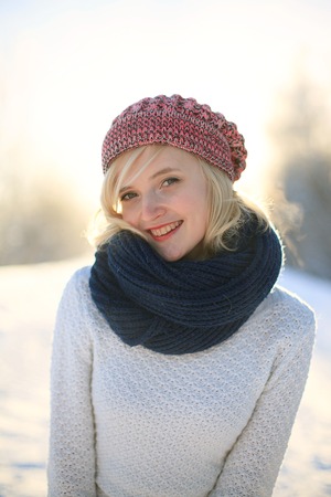 Winter Portrait of beautiful girlの写真素材