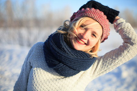 Winter Portrait of beautiful girlの写真素材