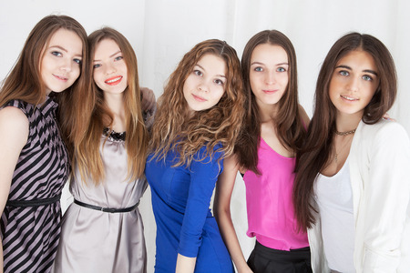 Happy group of girl friendsの写真素材