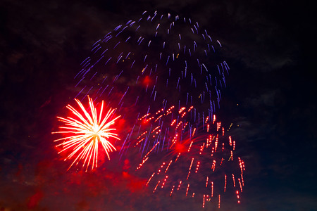 Brightly colorful fireworks and saluteの写真素材