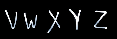 V - Pictured by light letters. on black