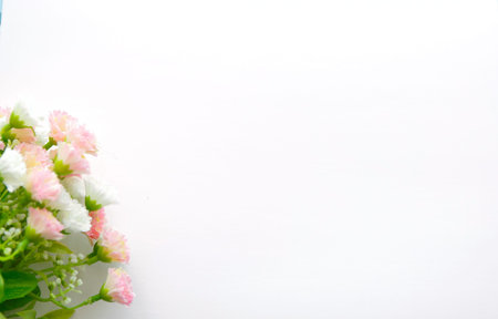 Spring Blossom flowers over clear wood background.の写真素材
